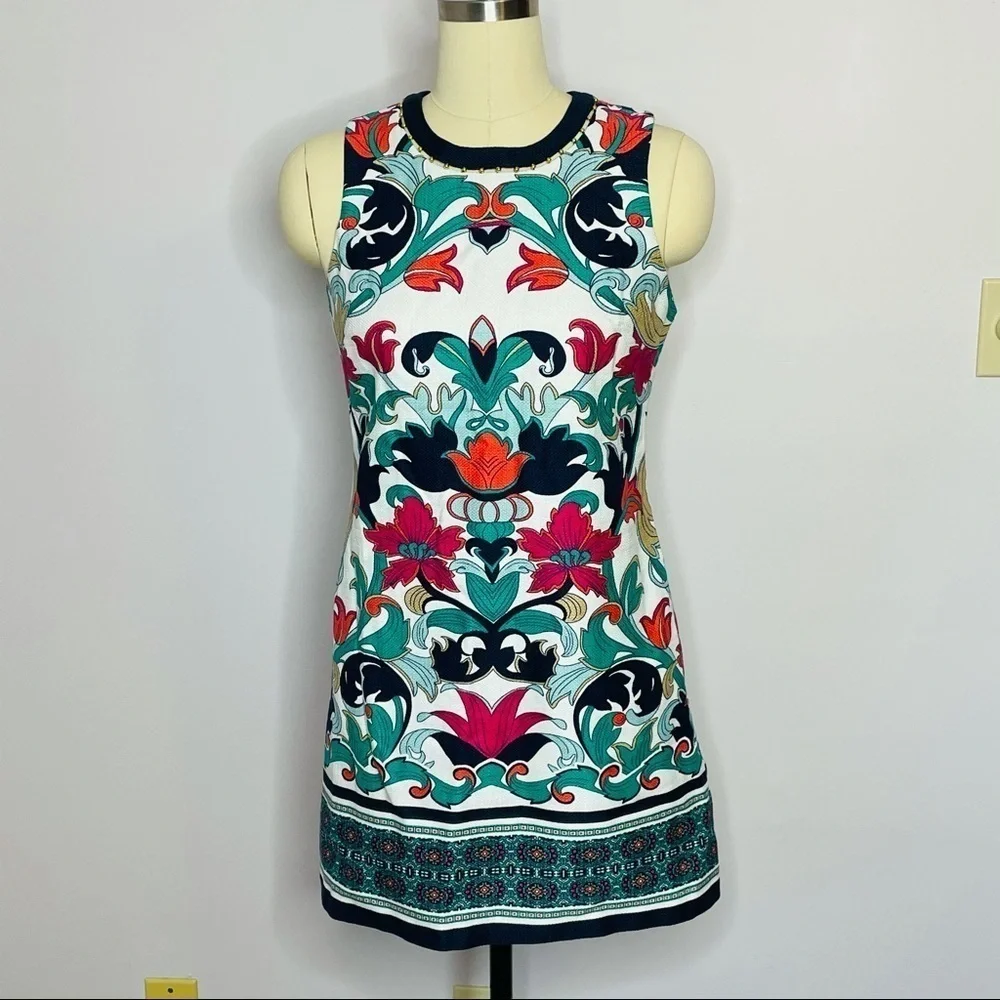 Laundry by Shelli Segal Printed Beaded Neck Dress- Size 6 - Picture 2 of 9